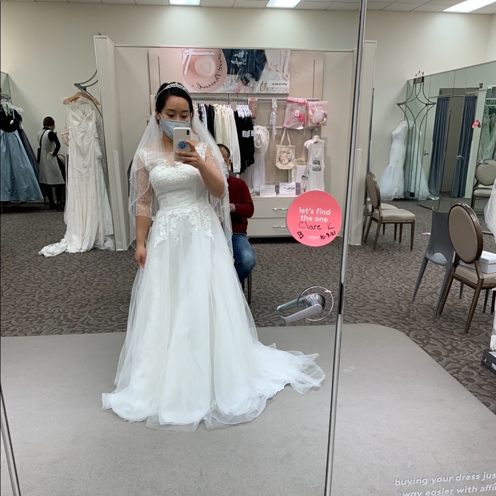 3/4 Sleeve lace wedding tulle dress